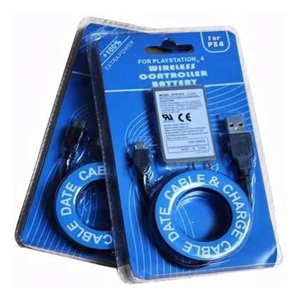 Kit C/ 2 Baterias Recarregáveis 2000mah Para Controle Dualshock Playstation 4 + Cabo Carregador Usb Kit C/ 2 Baterias Recarregáveis 2000mah Para Controle Dualshock Playstation 4 + Cabo Carregador Usb