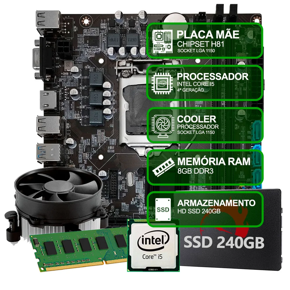【ジャンク】Core i5 13600K　DDR4 2666 8GB　セット Kit Upgrade Intel Core I5 4 Geraço KaBuM