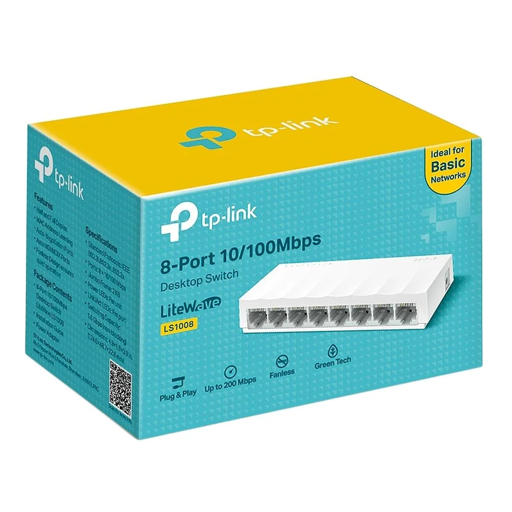 Switch Tp-link Ls1008 Fast 8 Portas Ethernet 10/100mbps (versão 2.0)