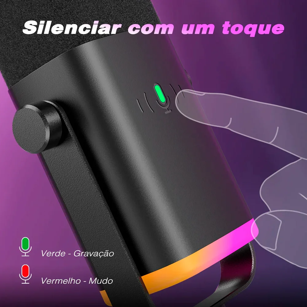Microfone Gamer Fifine Ampligame, Am8, USB, RGB, Preto Microfone Gamer Fifine Ampligame, Am8, USB, RGB, Preto