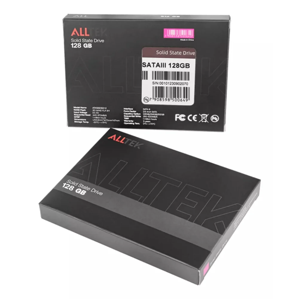 Hd SSD 128GB Alltek 2.5 Sata Ill 6 Gbs - 3 Anos Preto 128GB