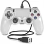 Controle Compatível Ps4 PC Notebook Usb Cabo 1,8m Branco