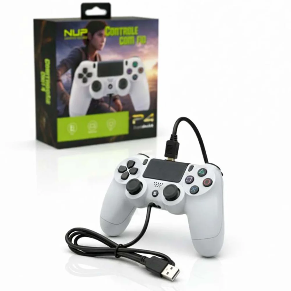 Controle Compatível Ps4 PC Notebook Usb Cabo 1,8m Branco Controle Compatível Ps4 PC Notebook Usb Cabo 1,8m Branco