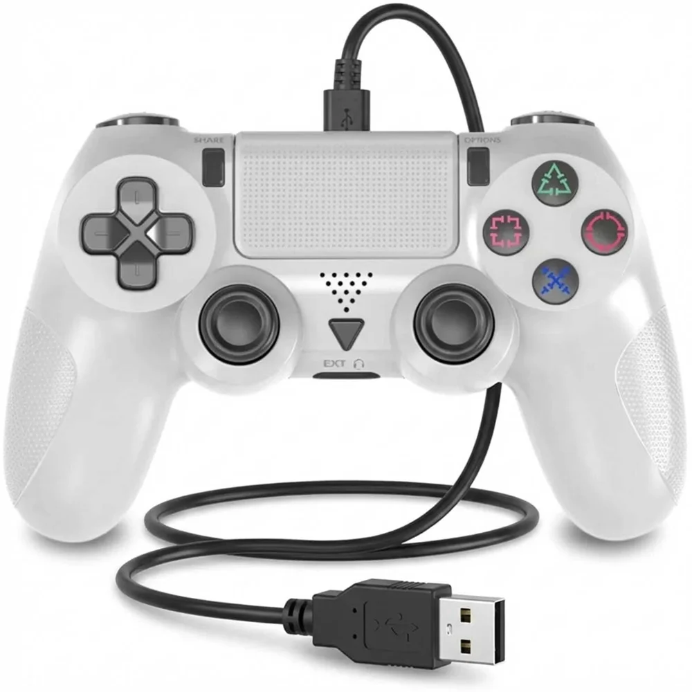 Controle Compatível Ps4 PC Notebook Usb Cabo 1,8m Branco Controle Compatível Ps4 PC Notebook Usb Cabo 1,8m Branco