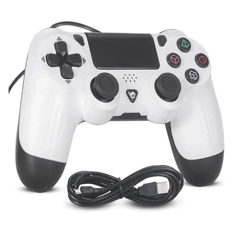 Controle Compatível Ps4 PC Notebook Usb Cabo 1,8m Branco Controle Compatível Ps4 PC Notebook Usb Cabo 1,8m Branco