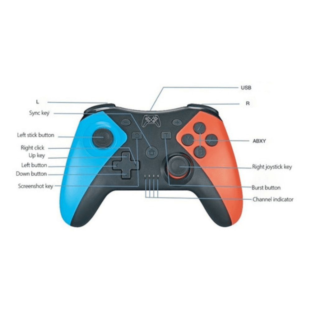 Controle Nintendo Switch, Bluetooth, Wireless, Vibração Dupla, Para Nintendo Switch, Smartphone Android e PC, Preto
