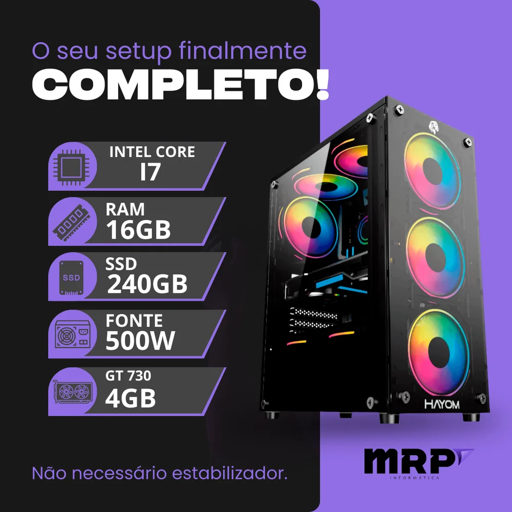 PC Gamer Cpu Intel Core I7 16gb SSD 240GB Placa De Video 4gb - view 3