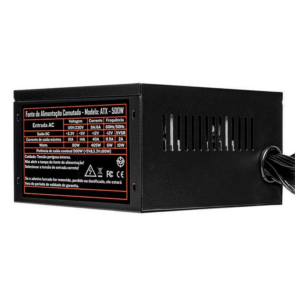 Fonte Atx 500w Tgt Tomahawk T3, Preto, Tgt-t2wk500-bk01 Fonte Atx 500w Tgt Tomahawk T3, Preto, Tgt-t2wk500-bk01