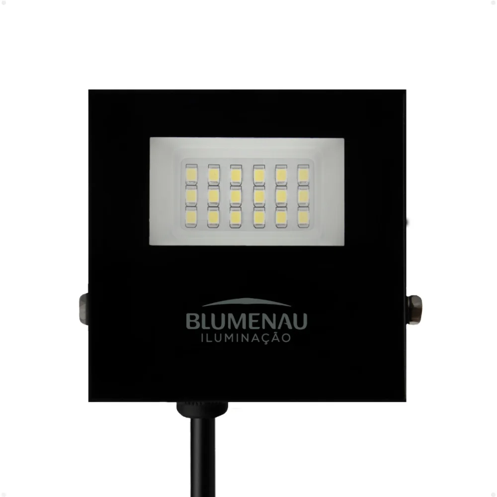 Refletor Blumenau De LED Slim 20w Preto Bivolt 3000k Luz Quente