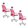 Kit 3 Cadeiras Escritório Diretor Oficial Tela Mesh Com Encosto Rosa