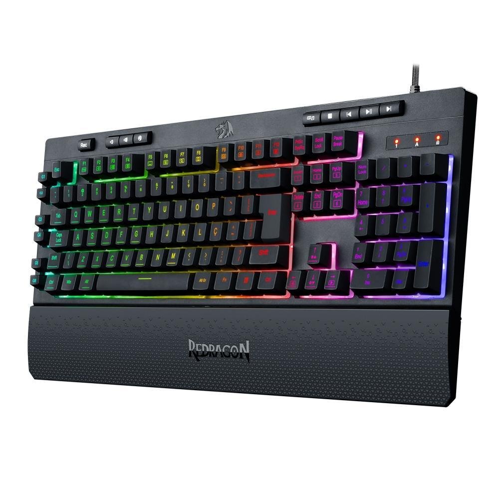 Teclado Gamer Com Fio Qwerty Redragon Shiva K512 RGB Cor Preto Teclado Gamer Com Fio Qwerty Redragon Shiva K512 RGB Cor Preto