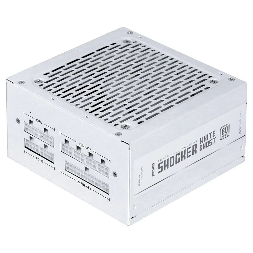 Fonte De Alimentação Gamer PCyes Shocker Full Modular 600w 80 Plus White - White Ghost Fonte De Alimentação Gamer PCyes Shocker Full Modular 600w 80 Plus White - White Ghost