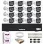 Kit 16 Câmeras Tudo Forte TF 2020 B Full HD 1080p Bullet Visão Noturna 20M Proteção IP66 Dvr Intelbras MHDX 3116-C 16 Canais HD 2TB Purple