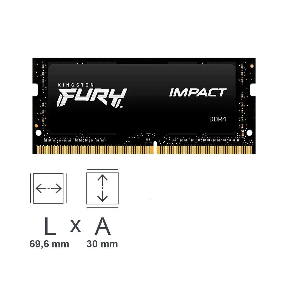 Memória Kingston Fury Impact 8GB Ddr4 3200mhz Kf432s20ib/8 Memória Kingston Fury Impact 8GB Ddr4 3200mhz Kf432s20ib/8