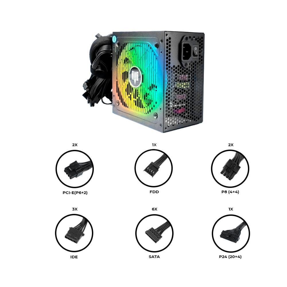 Fonte De Alimentação PC Gamer Maximus Atx 650w RGB 80 Plus