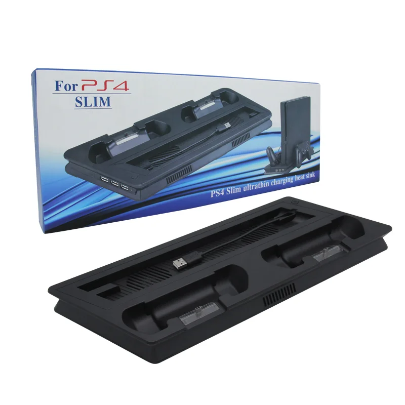 Base Suporte Cooler Carregador 3 Usb Playstation 4 Ps4 Slim Preto Base Suporte Cooler Carregador 3 Usb Playstation 4 Ps4 Slim Preto