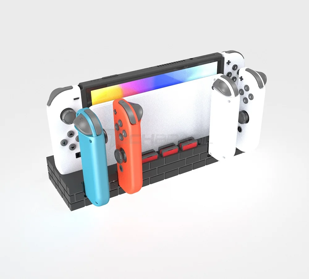Dock Base Estação De Carregamento Para 4 Controle Joy-con De Nintendo Switch Lite OLED - Armazenamento Para 8 Jogos Cinz Dock Base Estação De Carregamento Para 4 Controle Joy-con De Nintendo Switch Lite OLED - Armazenamento Para 8 Jogos Cinz