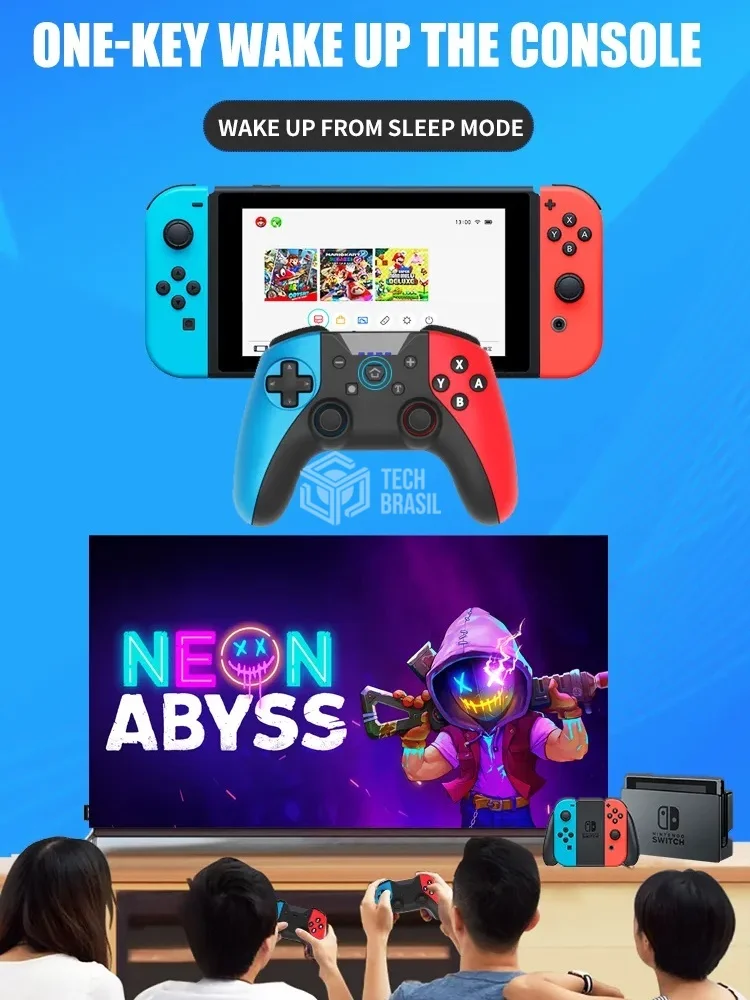 Controle Sem Fio Turbo Para Nintendo Switch PC Ios Android Steam Bluetooth Azul+vermelho Controle Sem Fio Turbo Para Nintendo Switch PC Ios Android Steam Bluetooth Azul+vermelho