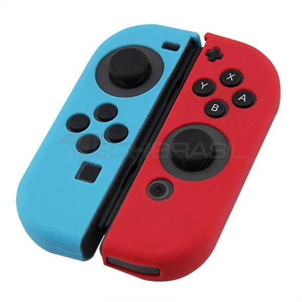 Capa Protetora Silicone Para Joy-con Nintendo Switch Azul E Vermelho