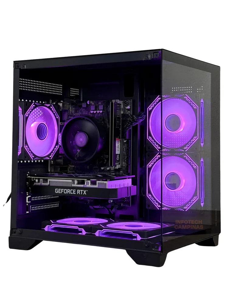 PC Gamer Aquario Preto Infotech | Ryzen 5 5500 | RTX 3050 6GB | 32GB RAM | SSD NVMe 1TB | Windows 11 Pro