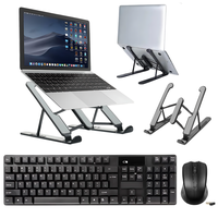 Kit Teclado E Mouse Sem Fio + Suporte De Notebook Articulado Ergonomico