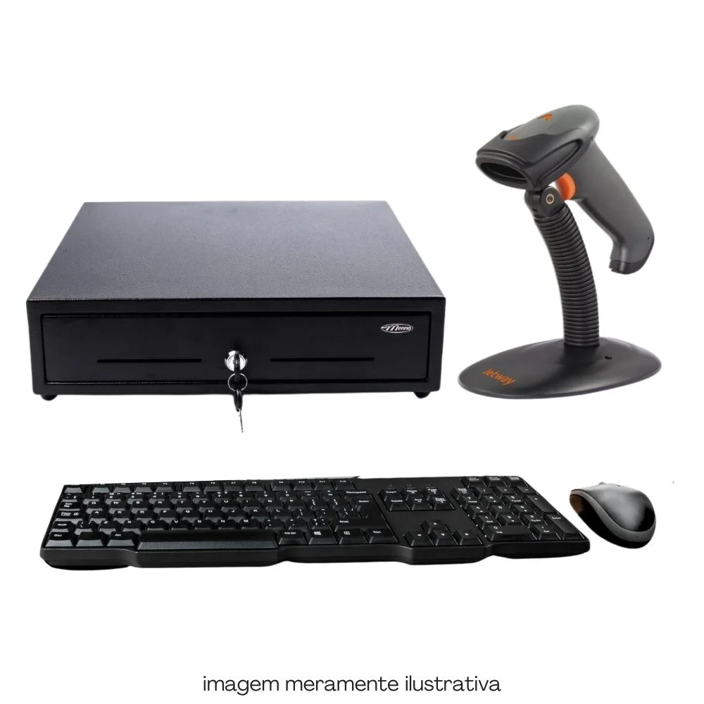 Kit Automação Pdv Tob Intel I3 8GB SSD 120GB Win10 Rede S/fio Teclado Mouse Gaveta Dinheiro Impressora Térmica Leitor Código De Barras.