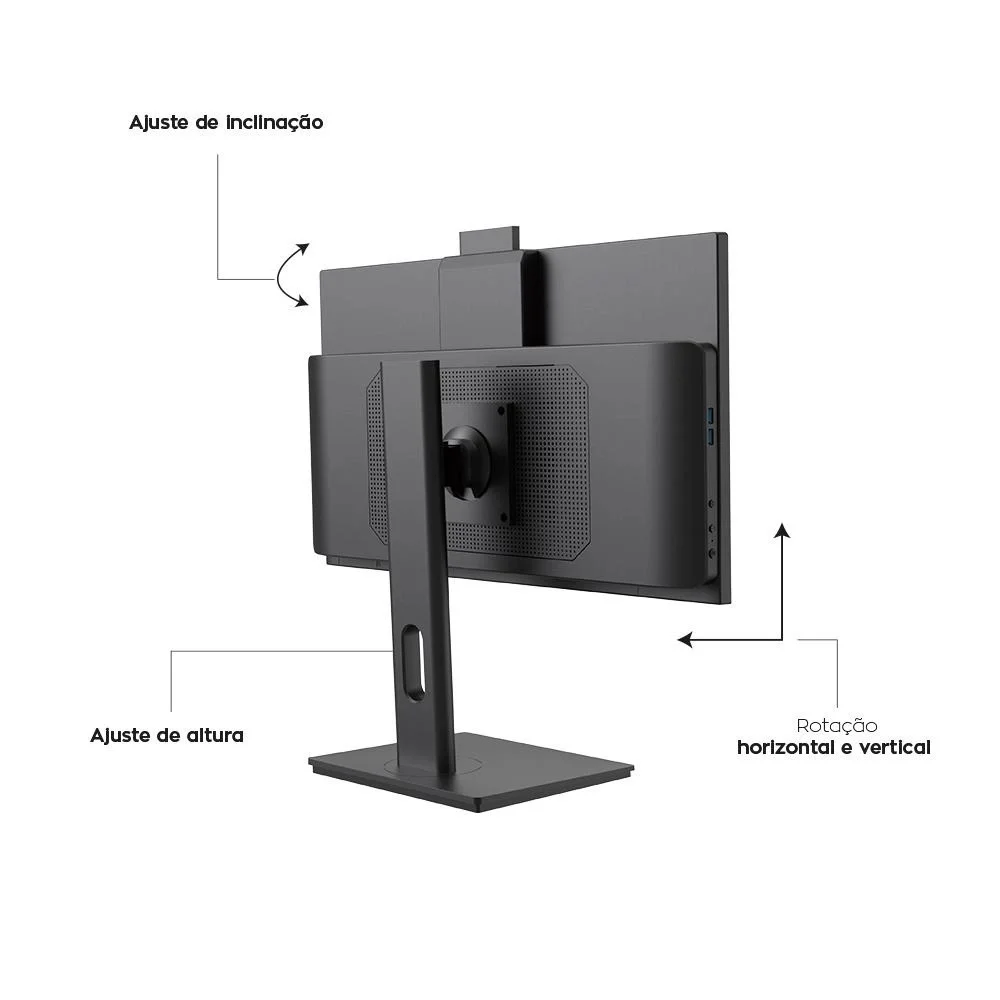 "Computador All In One I7 16gb Ram SSD 480GB Tela 24"" Com Webcam E Ajuste De Altura WINDOWS 10 - Preto." - view 4