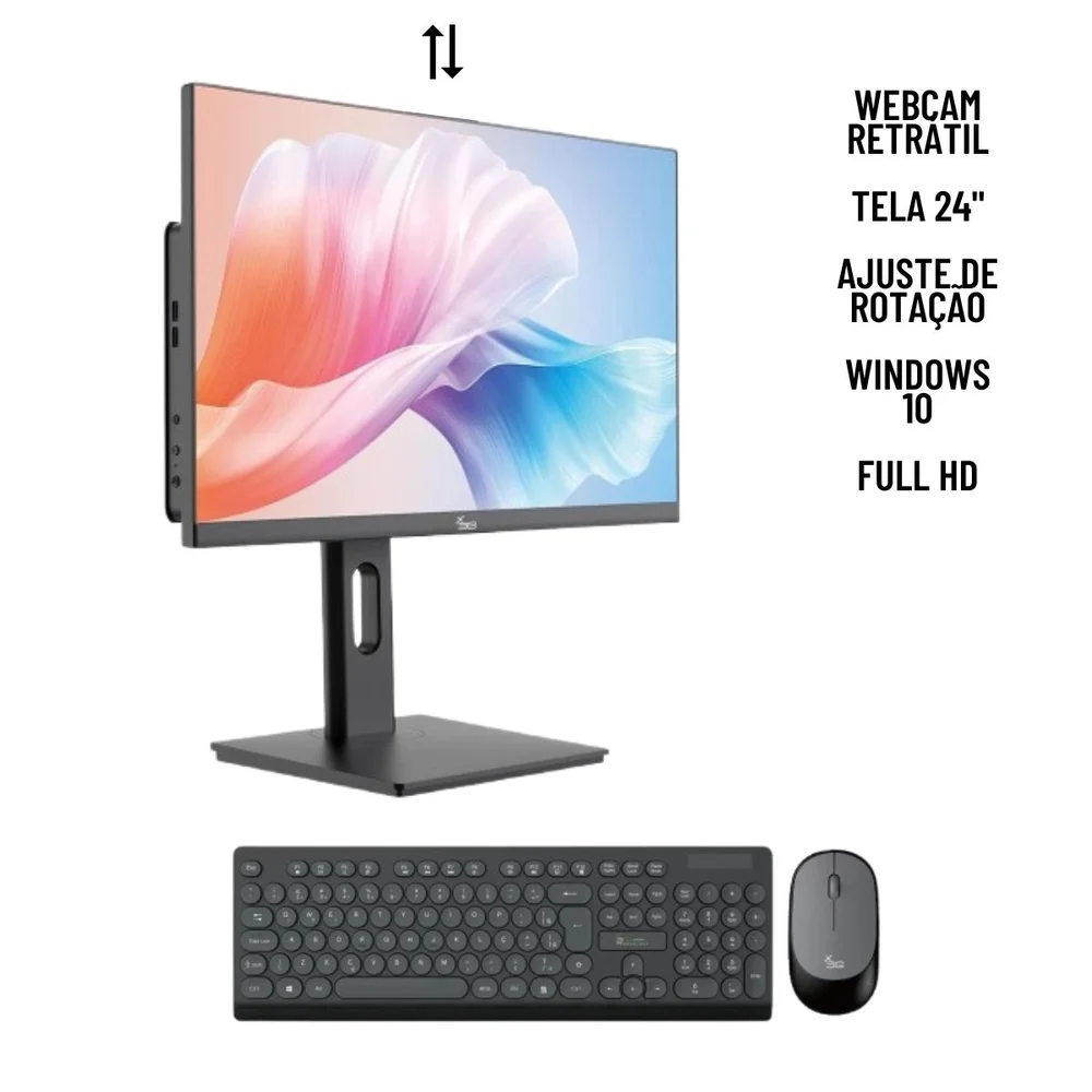 "Computador All In One I7 16gb Ram SSD 480GB Tela 24"" Com Webcam E Ajuste De Altura WINDOWS 10 - Preto." - view 5