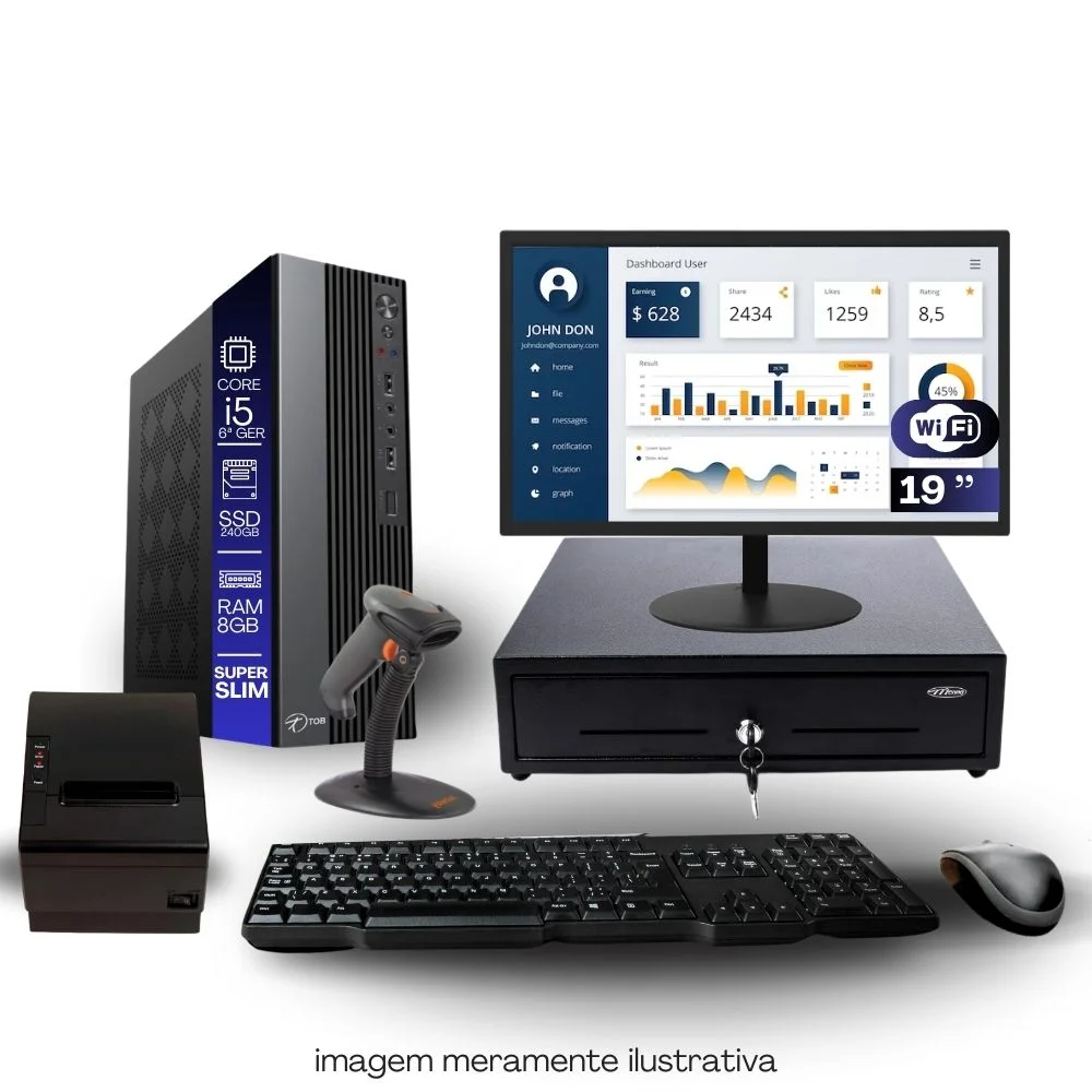 Kit POS Tob i5 6gen 8GB SSD 240GB Monitor 19