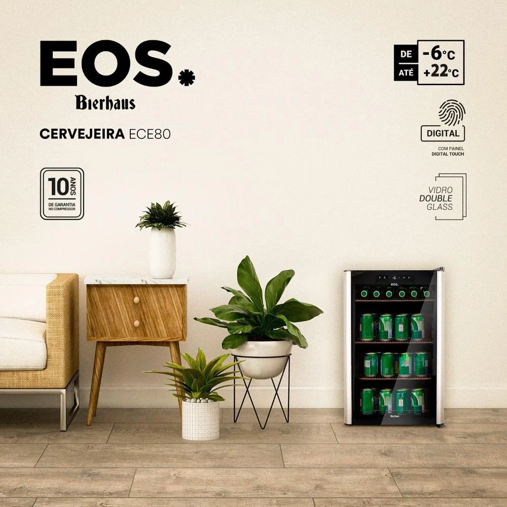Cervejeira Eos Bierhaus 76 Litros Frost Free Com Compressor E Porta De Vidro Com Inox Ece80 110v. Cervejeira Eos Bierhaus 76 Litros Frost Free Com Compressor E Porta De Vidro Com Inox Ece80 110v.