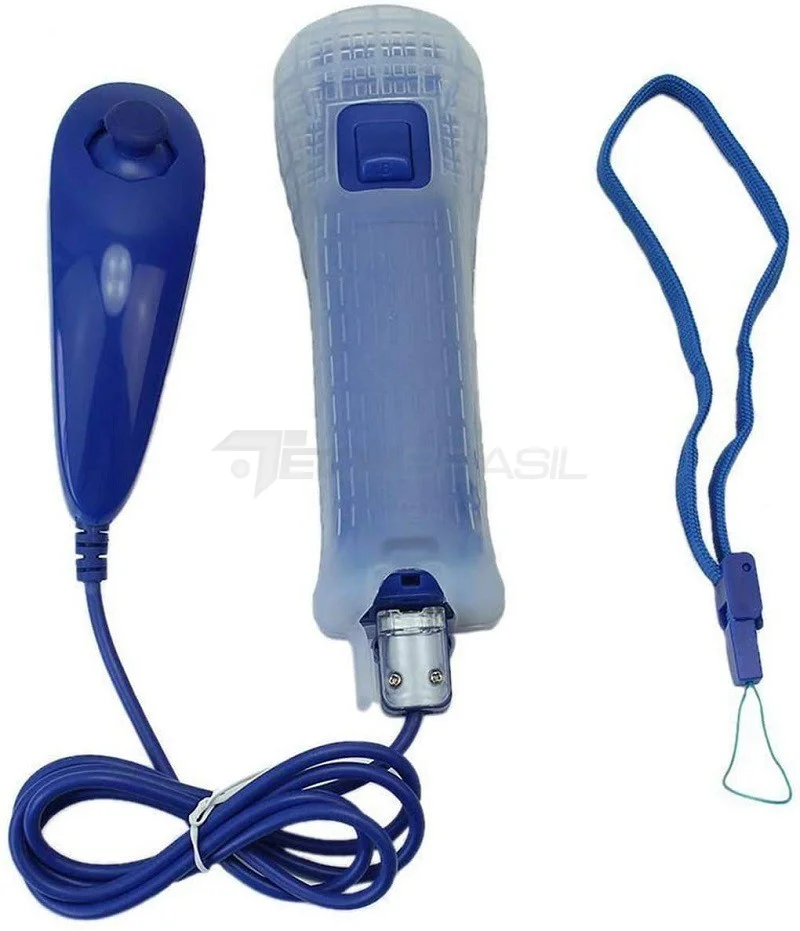 Controle Wii Remote Plus + Nunchuck Para Nintendo Wii E Nintendo Wii U Azul Escuro