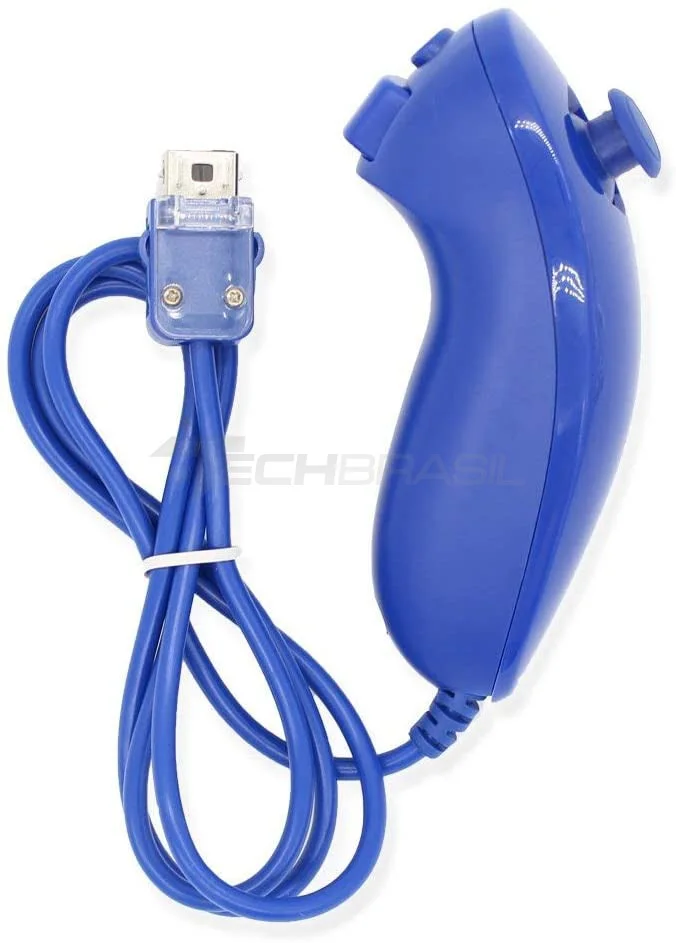 Controle Wii Remote Plus + Nunchuck Para Nintendo Wii E Nintendo Wii U Azul Escuro