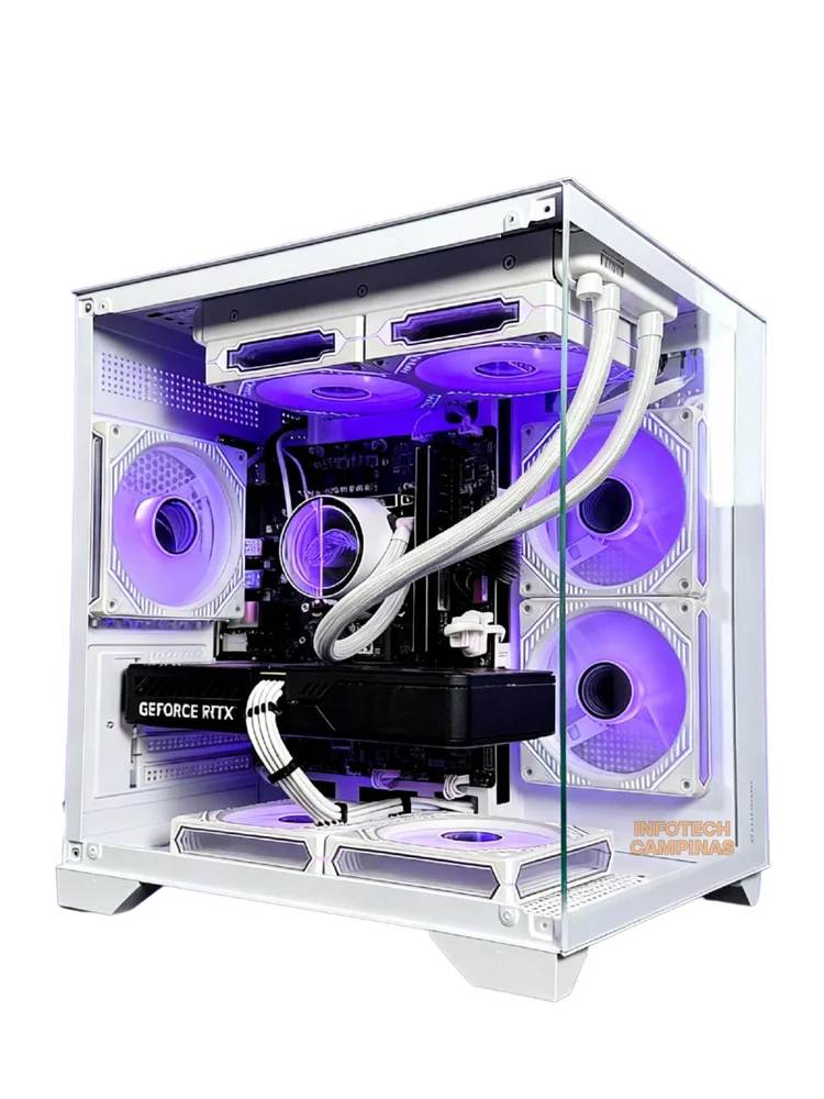 PC Gamer Aquario Branco Ryzen 7 5700x, RTX 5060, 32gb Ram, SSD 1TB, Water Cooler RGB, Design Impecável