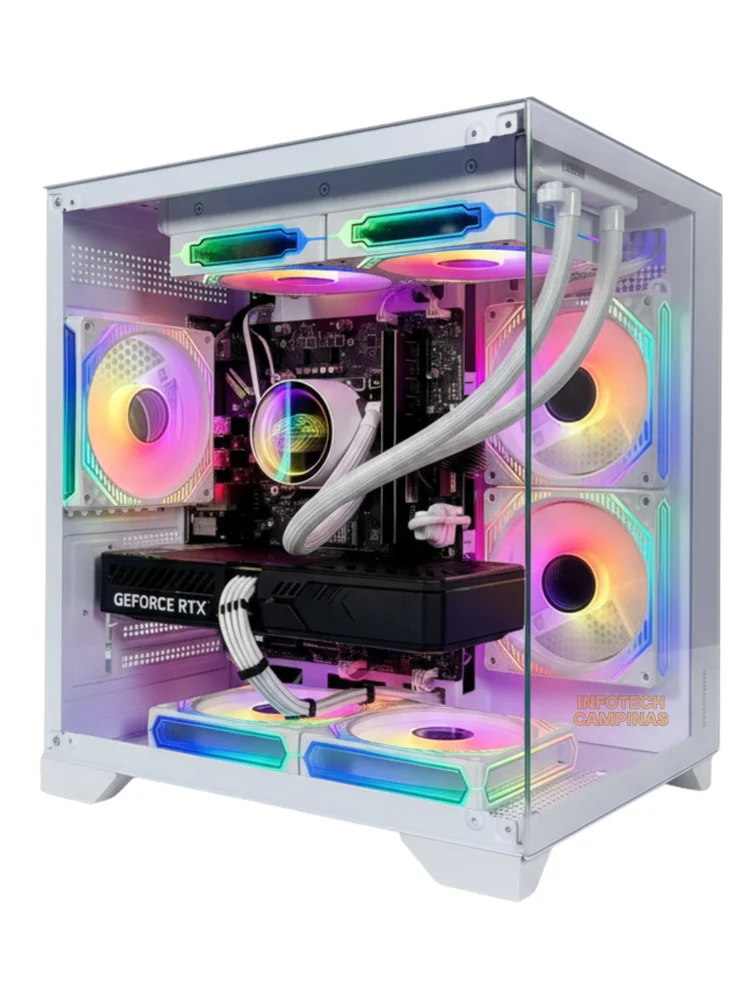 PC Gamer Aquario Branco Ryzen 7 5700x, RTX 5060, 32gb Ram, SSD 1TB, Water Cooler RGB, Design Impecável - view 4