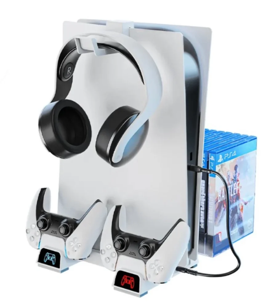 Carregador Base Cooler Controle Video Game Ps5 Cor Branco
