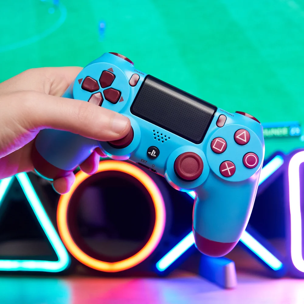 Controle Preto Sem Fio Compátivel Com Ps4 Cor Berry Blue - Oem