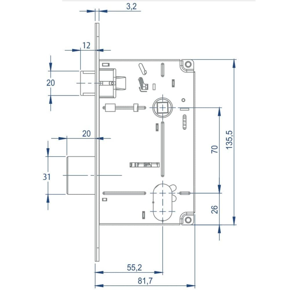 Fechadura Externa Aço Inox Mi610 St2 R242 55mm Roseta Cromada Linea Inoxvita Papaiz