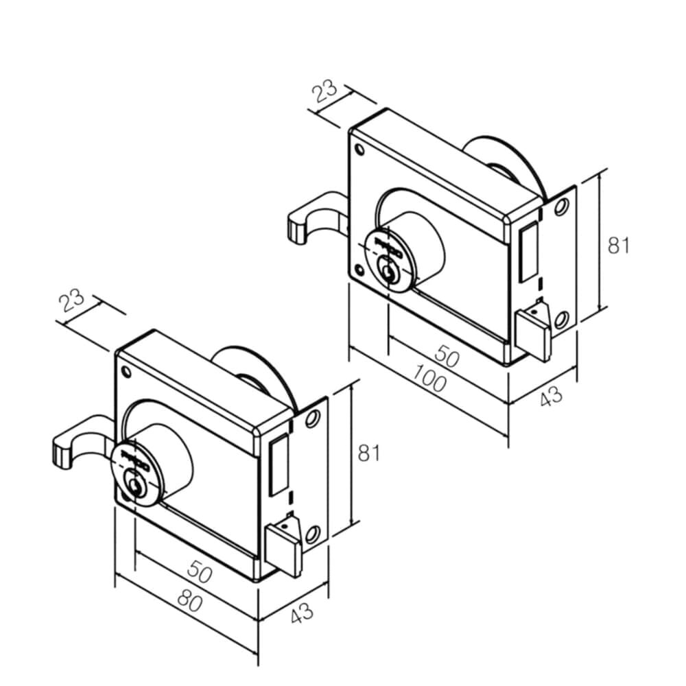 Fechadura De Sobrepor Concept Aço 525-100 Preta 100mm Pado