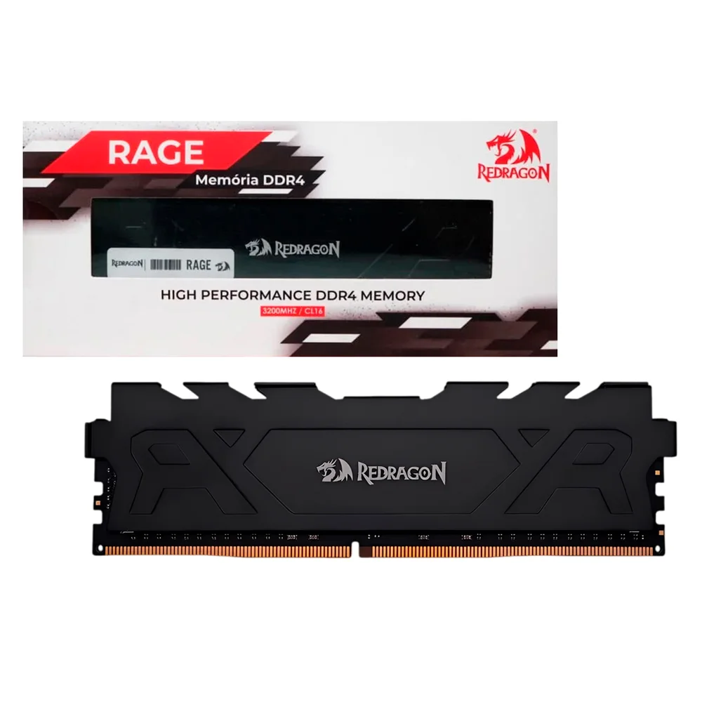 Memoria 8GB Ddr4 3200 Cl16 1.35v Desktop Redragon Rage Gm-707 Redragon Memoria 8GB Ddr4 3200 Cl16 1.35v Desktop Redragon Rage Gm-707 Redragon