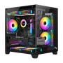 Gabinete Gamer Neologic Aquario Full Glass, Mid-tower, Lateral E Frontal Vidro Temperado, Preto, 3 Fans ARGB  - Nl-fglbk