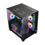 Gabinete Gamer Neologic Aquario Full Glass, Mid-tower, Lateral E Frontal Vidro Temperado, Preto, 3 Fans ARGB  - Nl-fglbk