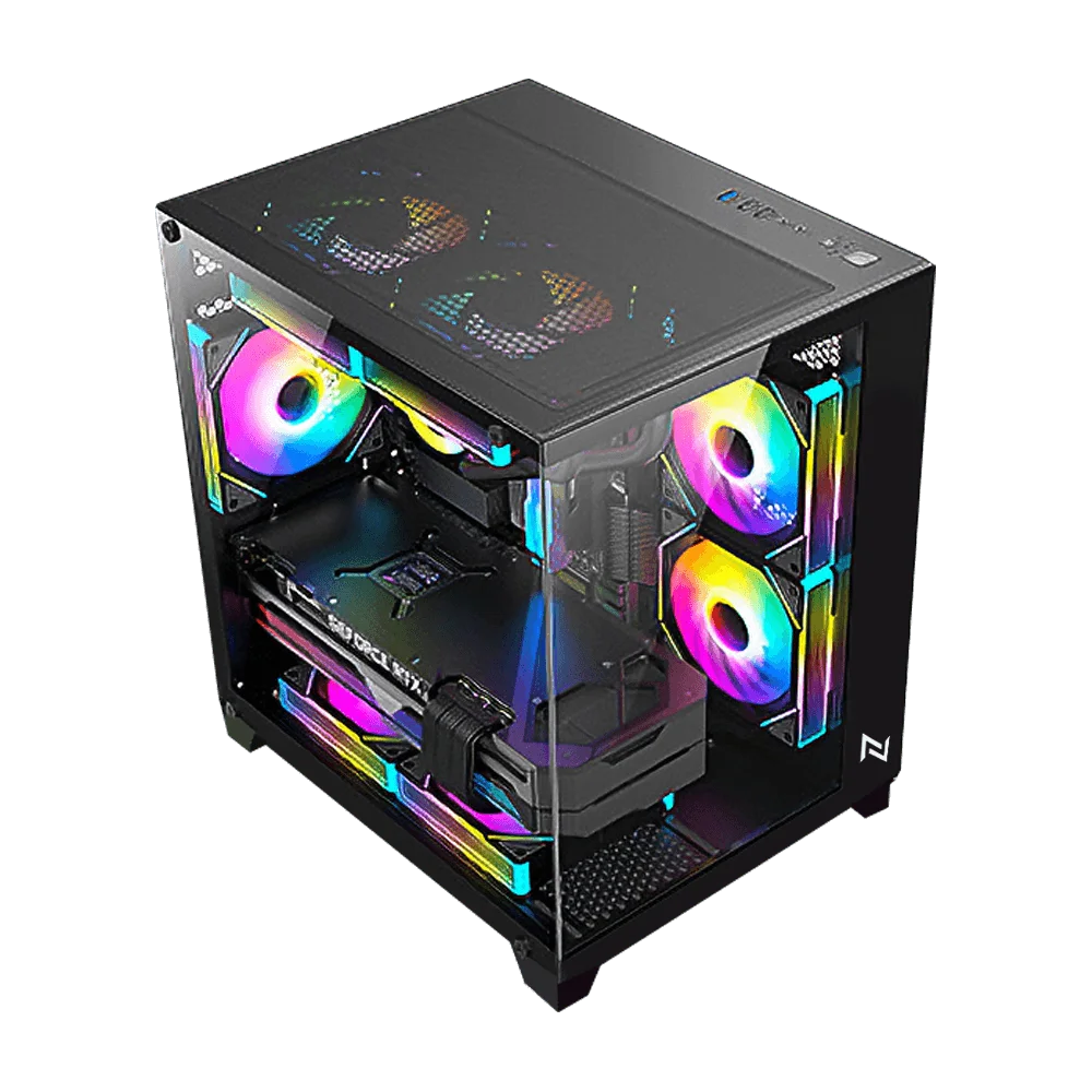Gabinete Gamer Neologic Aquario Full Glass, Mid-tower, Lateral E Frontal Vidro Temperado, Preto, 3 Fans ARGB - Nl-fglbk Gabinete Gamer Neologic Aquario Full Glass, Mid-tower, Lateral E Frontal Vidro Temperado, Preto, 3 Fans ARGB - Nl-fglbk
