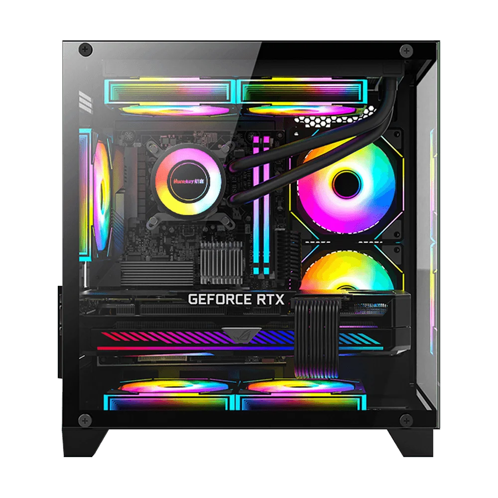 Gabinete Gamer Neologic Aquario Full Glass, Mid-tower, Lateral E Frontal Vidro Temperado, Preto, 3 Fans ARGB - Nl-fglbk Gabinete Gamer Neologic Aquario Full Glass, Mid-tower, Lateral E Frontal Vidro Temperado, Preto, 3 Fans ARGB - Nl-fglbk