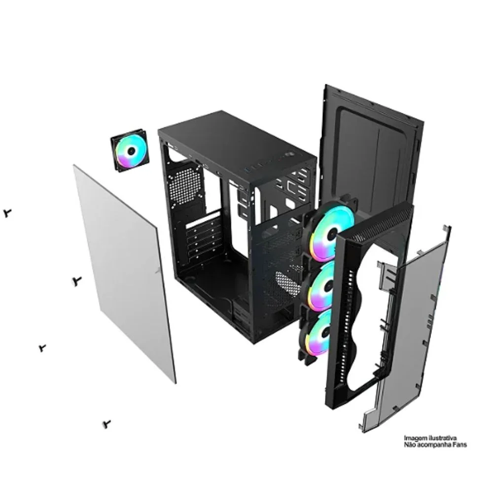 Gabinete Gamer Brasil PC Bpc-c3147 Sem Fonte 3 Fans Gabinete Gamer Brasil PC Bpc-c3147 Sem Fonte 3 Fans