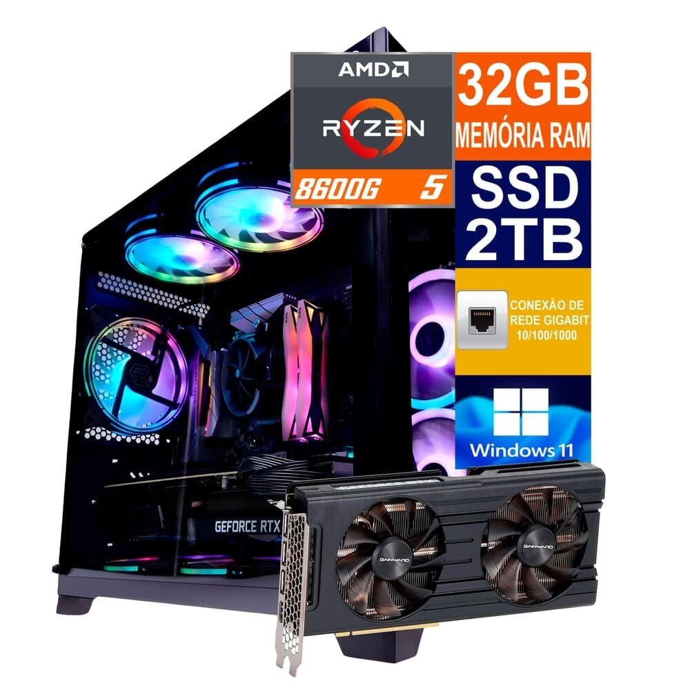 ゲーミングPC Ryzen 5 8600G + GeForce RTX 3060 KaBuM Aperte o K e evolua em Tecnologia e Games
