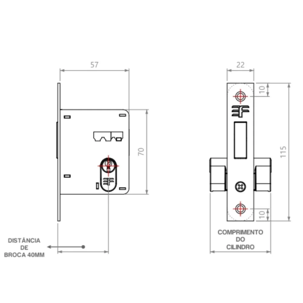 Fechadura Trava Auxiliar 4140 Tetra Chave Roseta Redonda Cromada 40mm 3f