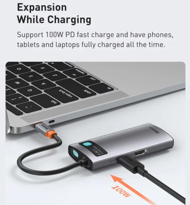 Hub Usb-c Baseus 4 Em 1 Dockstation HDMI 4k Thunderbolt em Campinas - foto 2