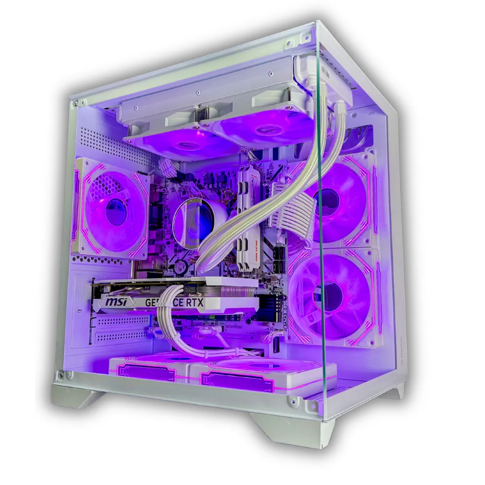 PC Gamer Ryzen 7 5700x, 32gb Ddr4 3200mhz, RTX 4060 8GB, SSD 1TB Nvme, Branco – Full White Premium Water Cooler RGB E Cabos Sleeved - view 2