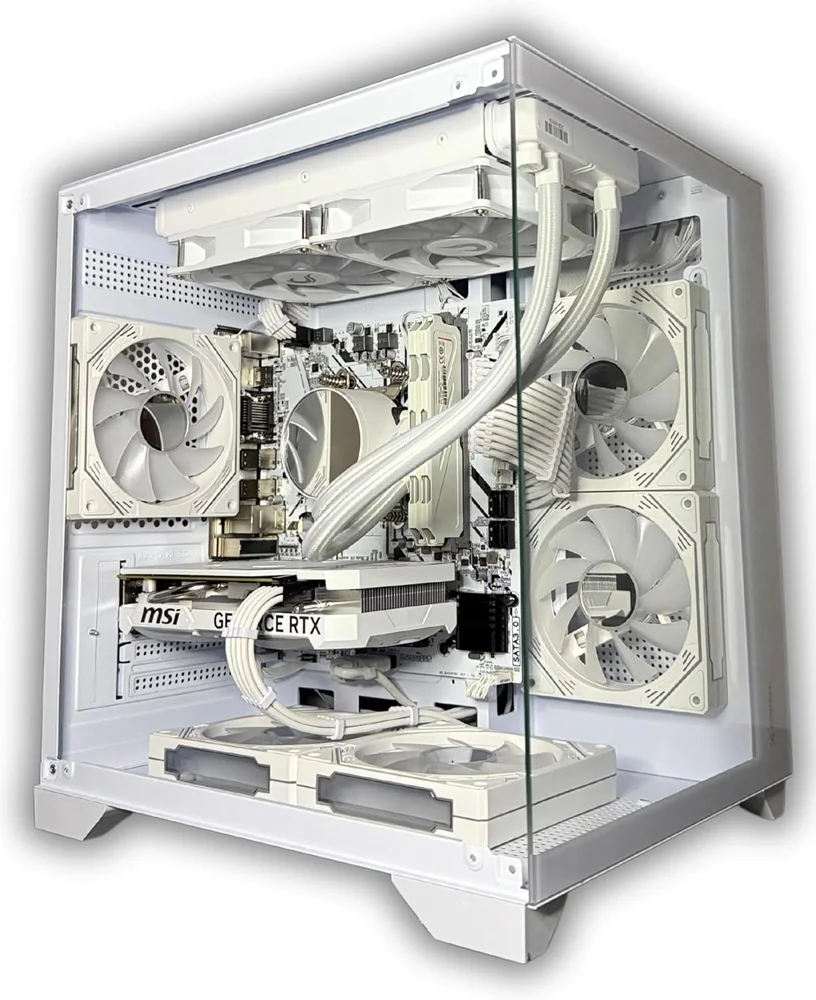 PC Gamer Ryzen 7 5700x, 32gb Ddr4 3200mhz, RTX 4060 8GB, SSD 1TB Nvme, Branco – Full White Premium Water Cooler RGB E Cabos Sleeved - view 3
