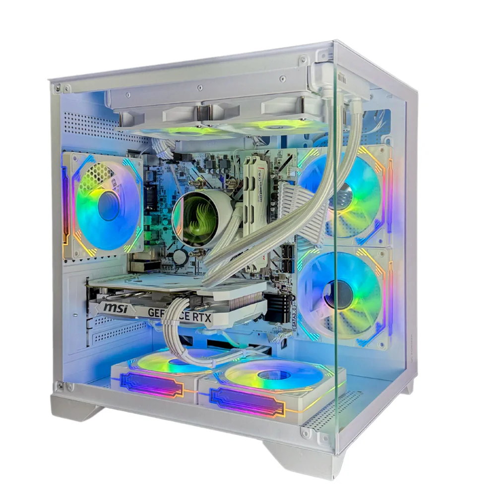 PC Gamer Ryzen 7 5700x, 32gb Ddr4 3200mhz, RTX 4060 8GB, SSD 1TB Nvme, Branco – Full White Premium Water Cooler RGB E Cabos Sleeved - view 5